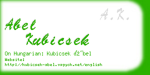 abel kubicsek business card